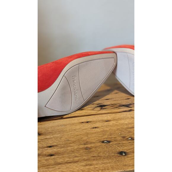 Franco Sarto Red Suede Leather Pump 2.25" Heel Womens Sz 8.5 - Picture 6 of 12